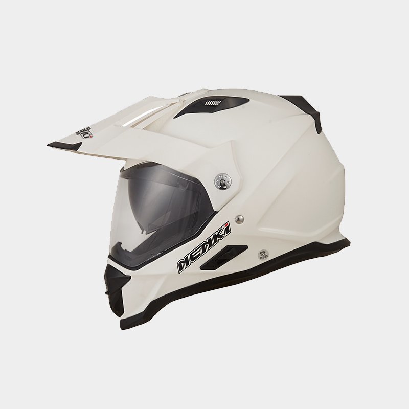 Large, Matt Black NENKI Helmets NK-313 Full Face Dual Sport Helmets ECE Approved With Dual Visors