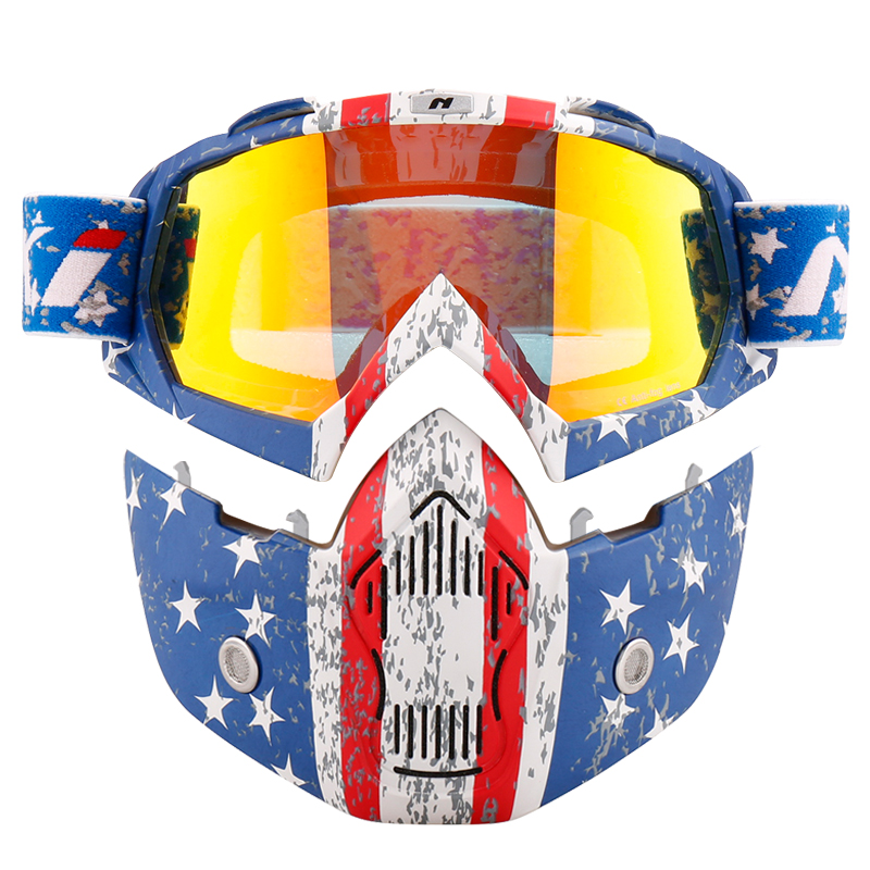 Motorcycle Goggles Mask  For 3/4 Motorcycle helmets And Retro Harley helmet NK-1019US Detachable Mask US Flag Style