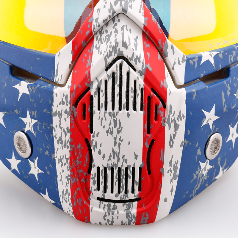 Nenki Motorcycle Goggles Mask For 3/4 Motorcycle helmets And Retro Harley helmet NK-1019US Detachable Mask US Flag Style Open Face Helmets image1